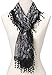 Cindy and Wendy Lightweight Soft Leaf Lace Fringes Scarf shawl wrap for Women,Black Grey,One Size