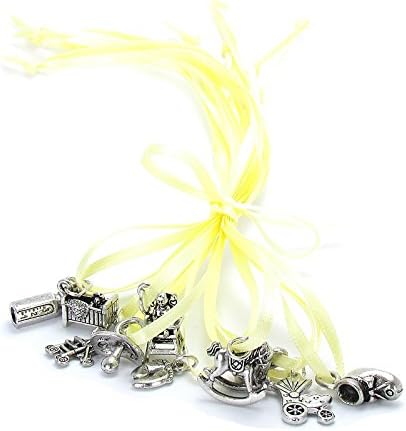 Roxy Jewels - 10 Piece Baby Shower Cake Pull Tradition Favor Charms, Perfect for Mother to Be Best Wishes Bracelet (Ribbon NOT Included)
