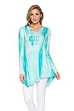 Frumos Womens Long Sleeve Tie Dyed Hankerchief Hemline Tunic Top