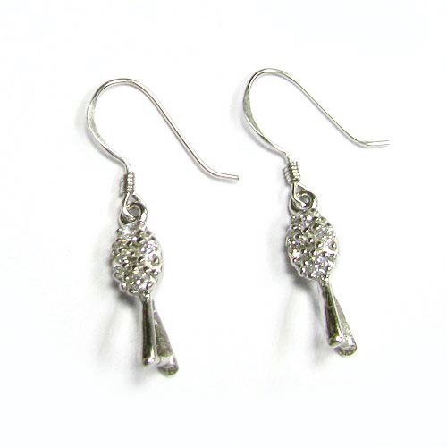 2 pcs Rhodium on .925 Sterling Silver Cz Ear Hook Dangle Pinch Bead Clasp/Findings/Bright