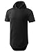URBANCREWS Mens Hipster Hip Hop Quilted Short Sleeve Hoodie Shirt Black, XL