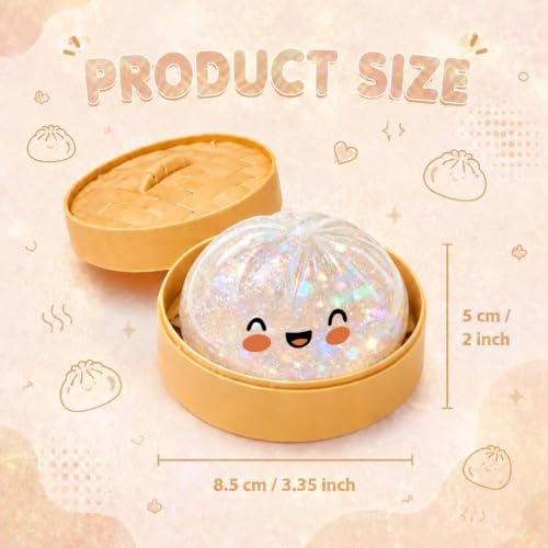 Glitter Dumpling,Large Dumplings Squishy,Mega Rainbow Dumpling Stress Relief Fidget Toy (1, White)