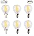 OPALRAY Dimmable G45(G14) Mini Globe LED Filament Tungsten Bulb, Warm White Light, 4W 400LM, 40W Incandescent bulb Replacement, E12 Base Candelabra Lamp, 6-Pack (Warm White-Clear Glass-6 Pack)