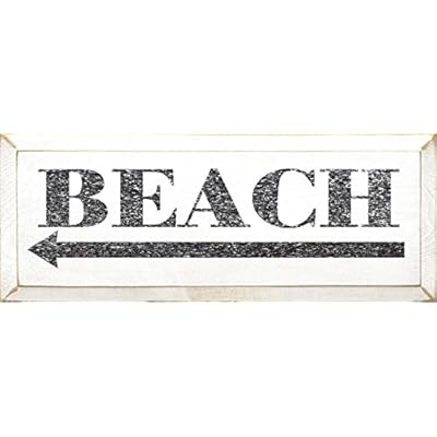 Wooden Sign - Beach with a Left Arrow (Cottage White) 41W1dCTAAZL