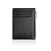 MEKU Men's Leather Minimalist Slim Wallet - Thin Card Case Wallet + Money Clip Black