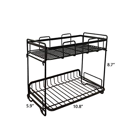 FanBell Reversible Spice Rack Organizer for Countertop 2 Tier Counter Shelf Standing Holder Storage Rack for Kitchen Cabinet Pantry Bathroom
