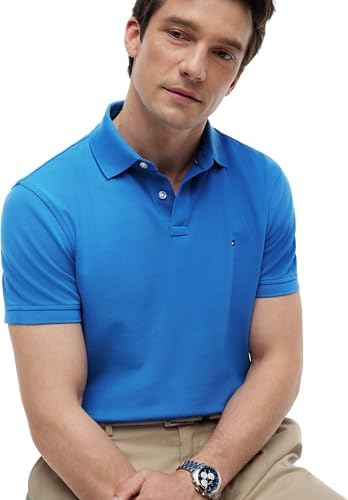 1985 Polo Regular MW0MW17770 S/S para Masculino, Azul, L