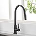 OWOFAN Touch On Kitchen Faucets with Pull Down Sprayer, Single Handle Black Kitchen Sink Faucet with Pull Out Sprayer, Stainless Steel Touch Activated Faucet KH1005R