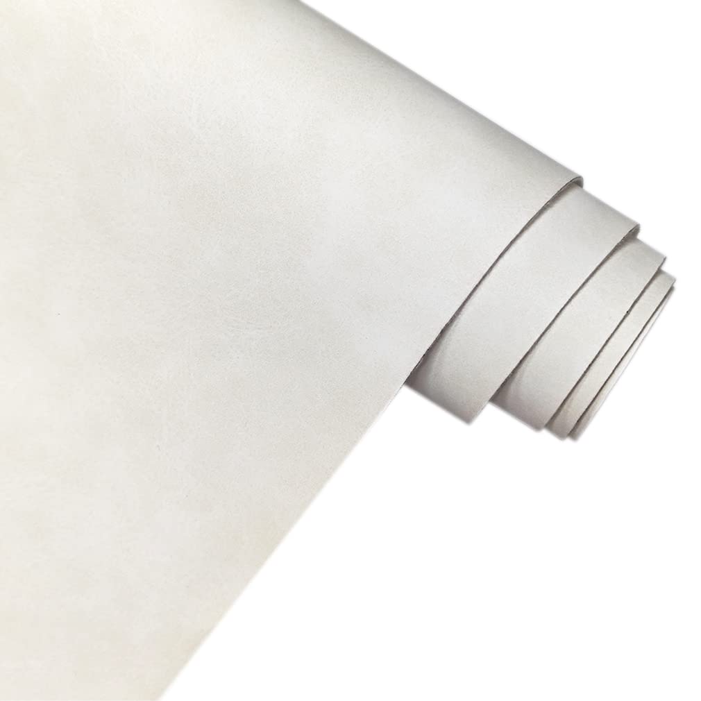 XHT Suede Faux Leather Fabric 30x135cm Waterproof Synthetic PU Leather for Earrings Pouches Hair Bows Making (White)