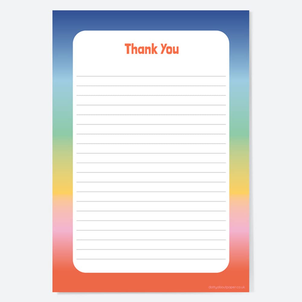 Dotty about Paper Rainbow Ombre - Thank You Notelet - Pack of 20 (28 0032)