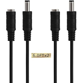 VCE 2-Pack 2.1mm x 5.5mm DC Power Male to Female Adapter Extension Cable for 12V CCTV Wireless IP Camera, LED, Car-6FT