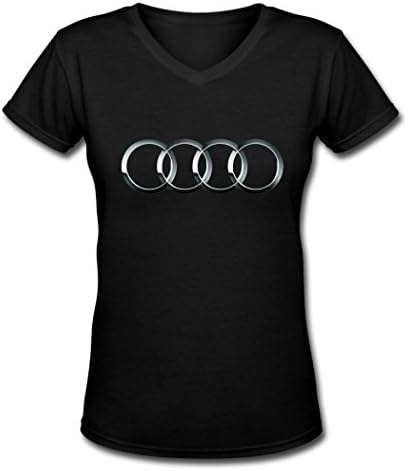 NEVALY Adult's Audi Car Logo Summer V Neck T Shirt For Women Black M