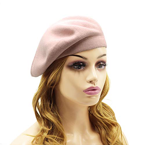 French Beret Hat,Reversible Solid Color Cashmere Beret Cap for Womens
