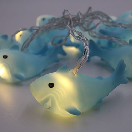 Fantasee 1.5M 10 LED Shark String Lights Battery Operated LED Fairy Fantastic Lights for Bedroom Baby Room Child Room Birthday Party Decoration (Shark)
