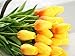 JOEJISN 30pcs Artificial Tulips Flowers Real Touch Orange Tulips Fake Holland PU Tulip Bouquet Latex Flowers for Wedding Party Office Home Kitchen Decoration (Orange)