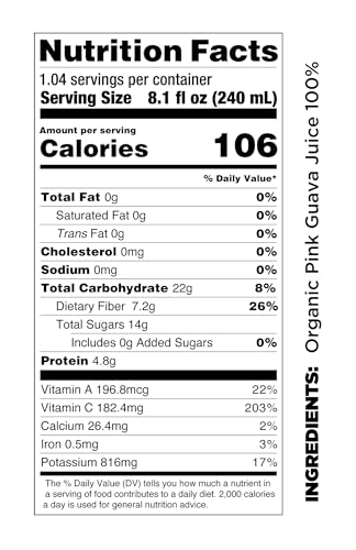 POMONA ORGANIC JUICES PURE PINK GUAVA JUICE, 8.4 OUNCE BOTTLE (PACK OF 12), COLD PRESSED ORGANIC JUICE, NON-GMO, NO SUGAR ADDED, NOT FROM CONCENTRATE, GLUTEN FREE, KOSHER CERTIFIED, PRESERVATIVE FREE