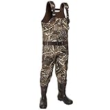 TideWe Chest Wader, Camo Hunting Wader Men, Waterproof Cleated Neoprene Bootfoot Wader, Insulated Hunting & Fishing Wader Realtree MAX5 Camo