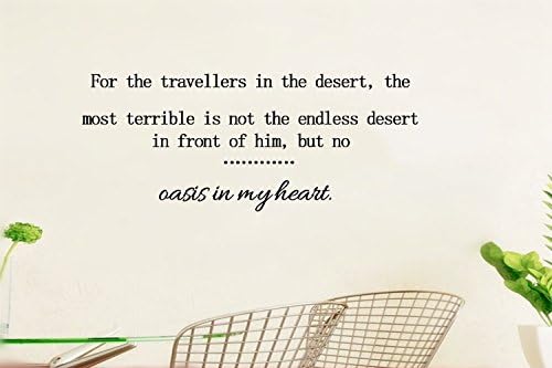 For the travellers in the desert, the most terrible is not the endless desert in front of him, but no ………… oasis in my heart. Wall Art Quotes and sayings decor Decal Sticker Size: 16'' X 44''