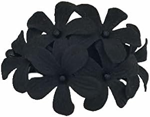 YOUBAMI Hawaiian Plumeria Flower Fabrics Ponytail Holder Banana Hair Clip For Bridal Wedding Party Festivals Women Girls Accessories (Black)