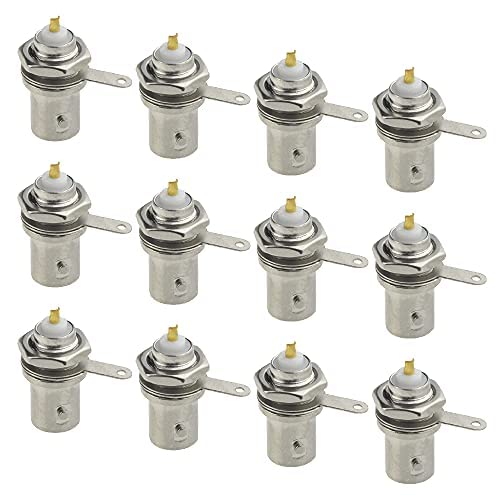 BGTXINGI 20PCS BNC Connector Panel Mount Female Socket with Nut Bulkhead Handle 50 Ohm Nickel Plated Solder Type Plug for CCTV Security Camera System