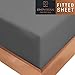 Empyrean Charcoal Grey Extra Deep Pocket Fitted Sheet Queen, Hotel Luxury Queen Fitted Sheet Only Easily Fits 18 to 24 Inch Mattress, Super Soft, Wrinkle-Free Bottom Sheets with Corner Straps