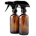 8oz Amber Glass Boston Round Spray Bottles (2 Pack); w/Heavy Duty Mist & Stream Sprayers Perfect for Essential Oil Blends