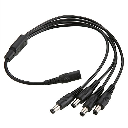 SANNCE Power Splitter Cable for Home Security Cameras Systems, 5.5x2.1mm 1 to 4 Male DC Power Pigtail Splitter Cable for Security CCTV Cameras(Black)