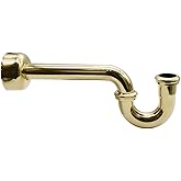 Westbrass A400-1-01 1-1/2" OD 17 gauge P-Trap with High Box Flange, Polished Brass