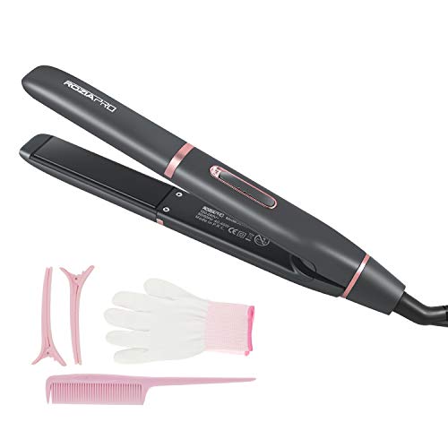 Hair Straightener Professional Glider Ceramic Tourmaline Ionic Flat Iron Straightens & Curls for All Hair Types Plate-Worldwide Voltage Gentleman Black