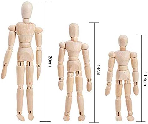 WANDIC Wooden Manikin Blockhead, 4 Pcs Wood Artist Figure Model for Sketch Charcoal Home Office Desk Decoration Gift - Image 3