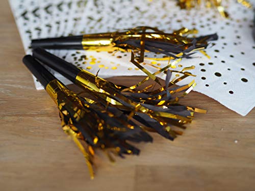 Noise Maker - 50 Pack Black and Gold Noise Maker for NYE Party Celebration