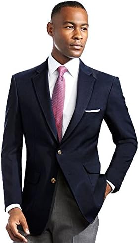 Men's Elegant Modern 2 Button Notch Lapel Blazer - Many Colors (36 Long, Navy)