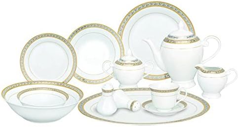 60-Piece Legant And Attractive Silver And Gold Accent Porcelain Dishwasher Safe Dinnerware (Service For 8)
