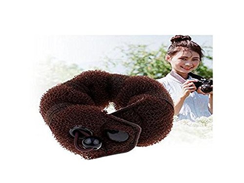 Women Lady Girls Magic Hair Styler Hair Twist Buds Sponge Hot Hair Donut Bun Ring Styling Maker (1 large+2 small) (Brown)
