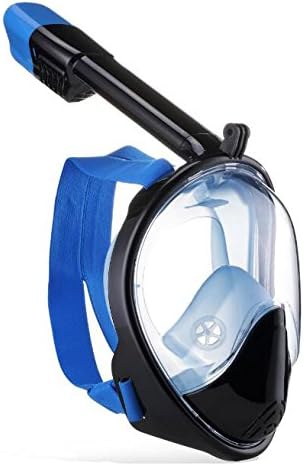 Snorkel Mask Full Face Anti-fog 180° Panoramic Diving Mask Upgraded Breath Free Snorkeling Mask Blue Medium