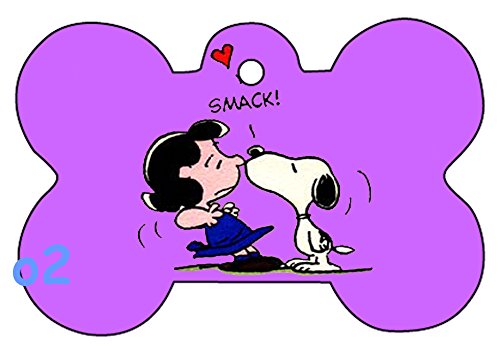Snoopy Linus Lucy Charlie Brown Love Art Design Custom Logo Dog Pet Cat ID Tag Bone Shape Personalized Key Ring (D)