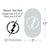 Stencil- The Flash Symbol, 2.2x1.5 Inch Image on 3.5x2 Border, Size 1