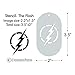 Stencil- The Flash Symbol, 2.2x1.5 Inch Image on 3.5x2 Border, Size 1