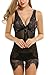 Avidlove Women Sexy Transparent Lingerie Lace Babydoll Irregular Lace Hollow Chemises Black Medium