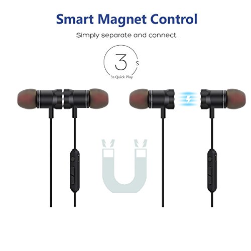 Bluetooth Headphones Sports Wireless Earbuds Sweatproof Headset Magnetic attraction Stereo Earphones for Running Workout Gym Noise Cancelling Proshine(Black) - Thumbnail 2