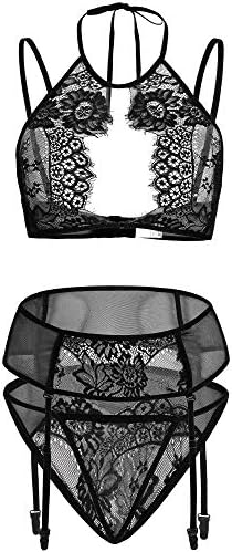 Adorelife Women Lace Lingerie Set with Garter Belts Floral Lace Teddy Bodysuit