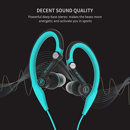 mucro Wired Earbuds Sport Headphones with Over Ear Hooks Sweatproof in