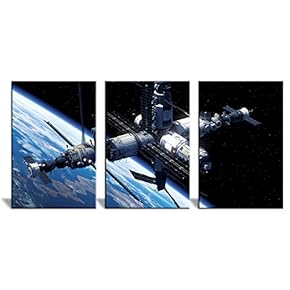 Canvas Wall Art Deep Space Universe Painting Artwork for Home Prints Framed - 16"x24" x 3 Panels