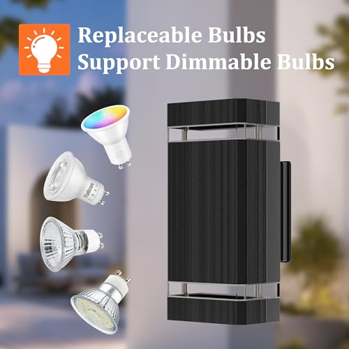 Aipsun Indoor/Outdoor Wall Light, IP65Outdoor Lighting GU10 Up Down 3000K, LED Wall Lamp - Garage Lighting Fixture | Black