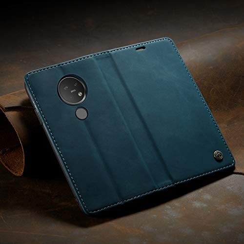 Bounceback® Nokia 7.2 Case Cover Leather Magnetic Flip Back Stand Case/Cover for Nokia 7.2 - Cool Blue