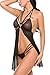 Avidlove Women Sexy Lingerie Lace Babydoll Open Front Teddy Mesh Chemises Black M