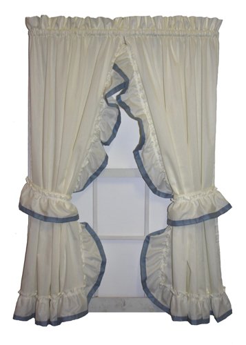 Lucy Country Style Ruffle Priscilla Curtains Pair 86-Inch-by-72-Inch - 1 1/2 Inch Rod Pocket, Slate