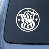 CMI322 Smith and Wesson Guns Logo - Car, Truck, Notebook, Vinyl Decal Sticker | Vinyl Color: White