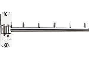 Zivisk Folding Wall Mounted Clothes Hanger Rack with Swing Arm Stainless Steel Heavy Duty Coat Hook for Bathroom, Bedroom, Laundry Room- Silver