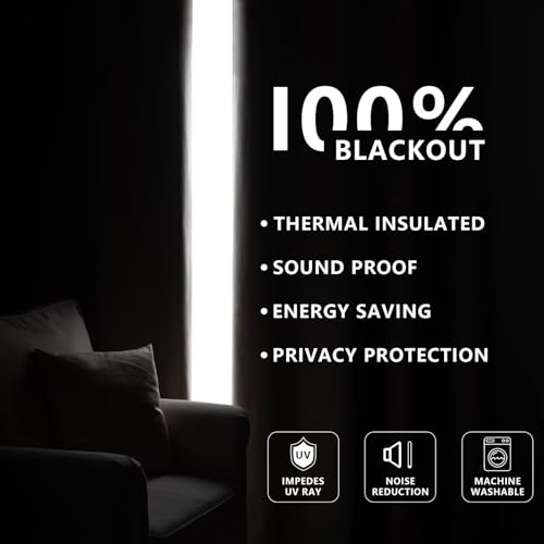 Zyvola 100% Blackout Curtains 84 inch Length 2 Panels Faux Linen Long Drapes for Bedroom Nursery Living Room Black Out Room Darkening Curtain Thermal Insulated Back Tab Rod Pocket(W52 x L84, Beige)